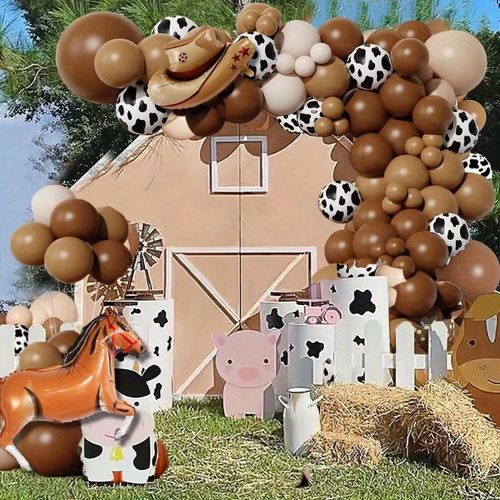 127pcs Western Cowboy & Farmhouse Party Balloon Garland Set - Perfect for Horse Racing Festivals, Birthday Parties and More