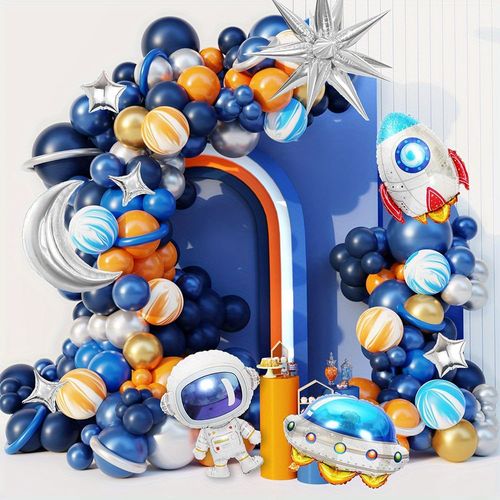 Space Themed Balloon Garland Arch Kit 146pcs, Suitable for Birthday Indoor/outdoor Decoration with Foil and Latex Balloons