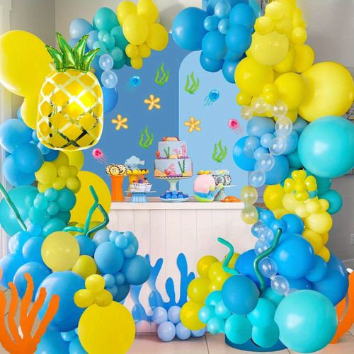 137PCS Tropical Sea Theme Balloon Garland Arch Set for Birthday Party Indoor Background Wall Activities Celebration Party