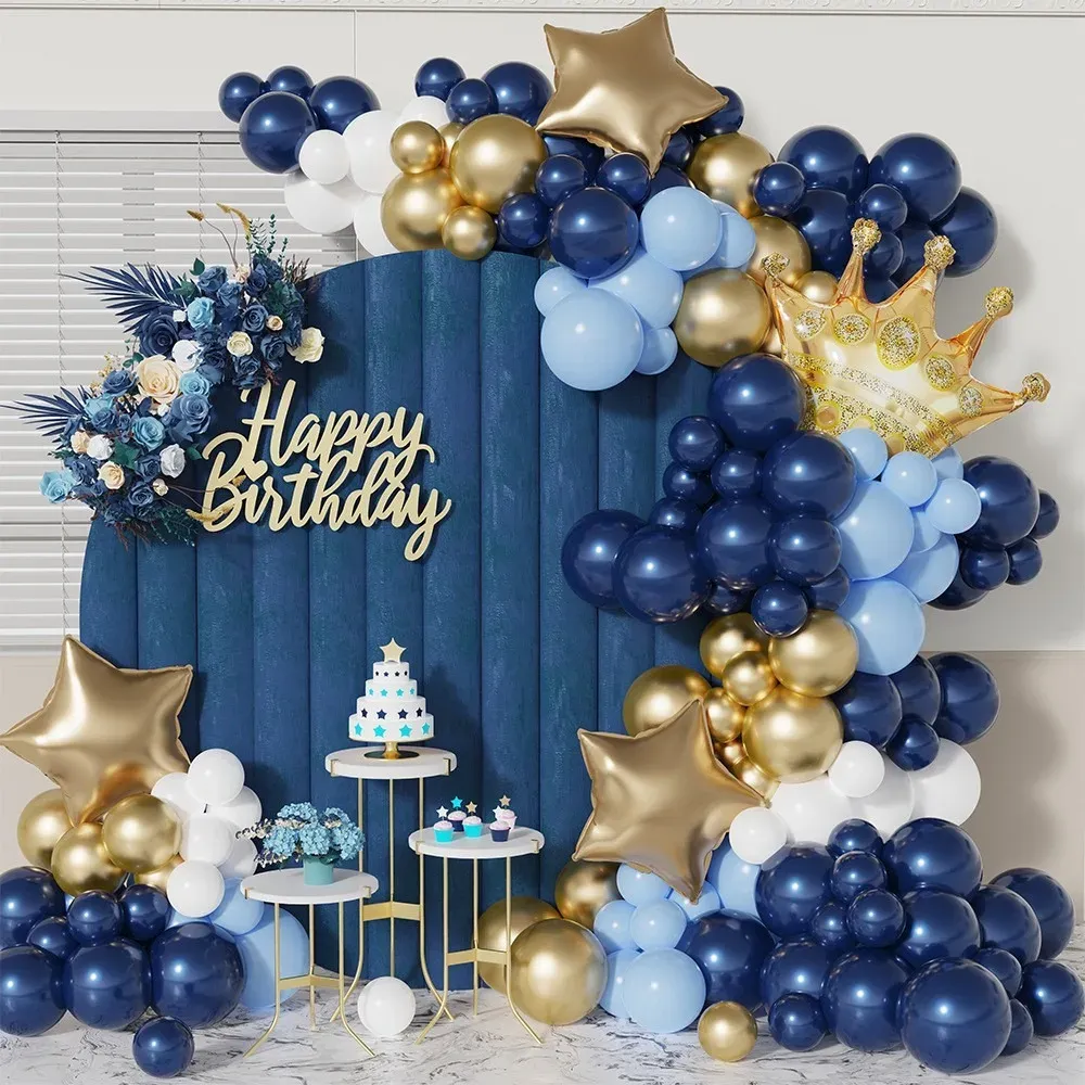 141PCS Golden Crown Party Balloon Garland Arch Set Party Celebration Scene Home Decoration, Party Decoration Supplies
