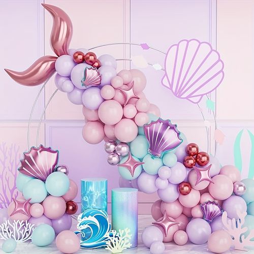120PCS Pink Mermaid Balloon Garland Arch Set Wedding, Birthday, Party, Anniversary, Graduation Decoration