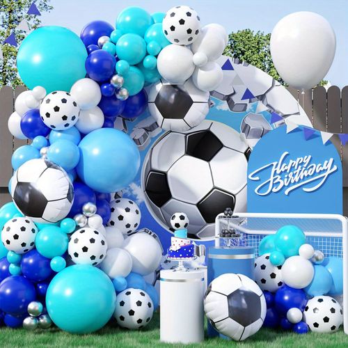 130 Pcs Blue Football Themed Balloon Garland Arch Kit, Can Be Used for Birthday Party, Event Celebration, Holiday Party, Etc