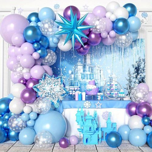 136pcsSnowflake Balloon Arch set Perfect for Winter Wonderland themed parties ideal for wedding birthdayanniversary celebrations