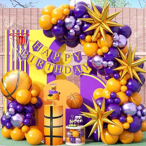 107PCS Basketball Aluminum Film Balloon Wreath Arch Kit Indoor Outdoor Sports Theme Decoration Wedding Birthday Celebration