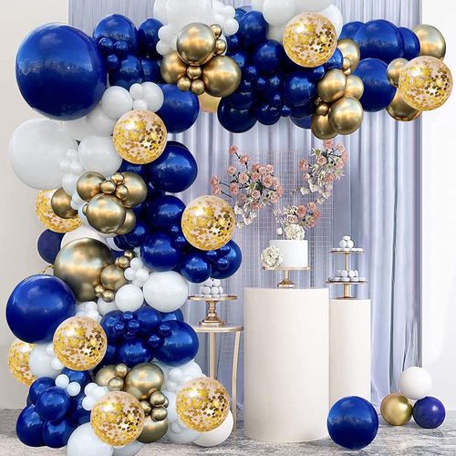 131pcs Navy Blue Gold White Arch Balloon Set Graduation Season Balloon Party Wedding Boy Birthday Ocean Theme Party Decoration