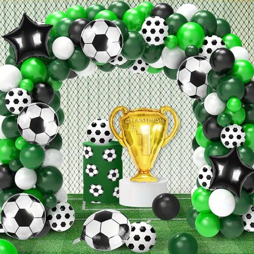 128PCS Football Balloon Wreath Kit - Green, White and Black Arches for Sports Parties, Birthdays, Etc. - Indoor/outdoor Decor
