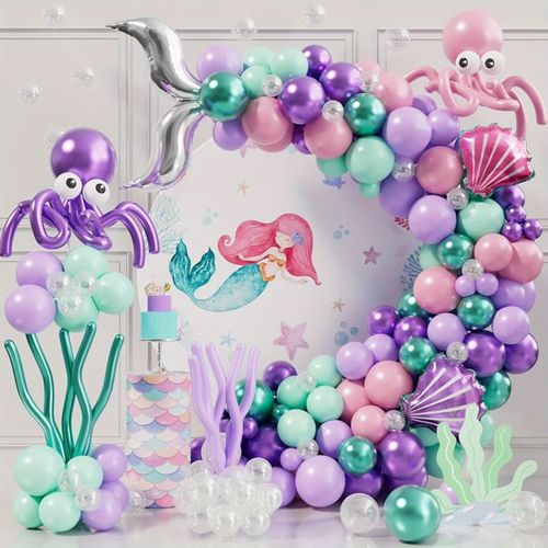 159 Pcs Mermaid Princess Balloon Sets，for Birthdays Pool Beach Parties Anniversaries Graduation Ceremonies Summer Decorations