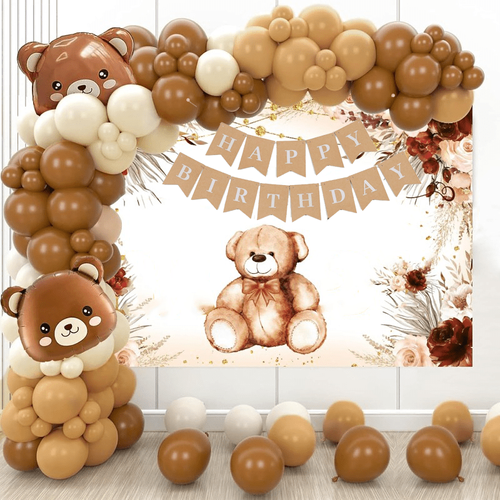 125pcs Brown Teddy Bear Balloon Garland Arch Kit, Bear Balloon, Perfect for Birthday Parties, Theme Parties and PROM Decorations