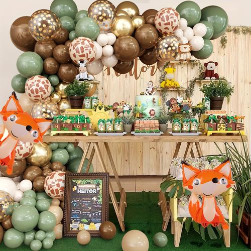 115pcs Forest Animal Themed Balloon Garland Arch Set Suitable for Themed Birthday Party Wedding Anniversary Party Decorations