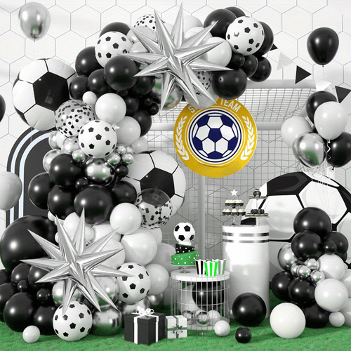 131pcs Football Balloon Arch, Balloon Arch Wreath, Football Printed Balloon Birthday Sports Football Fan Themed Party Decoration