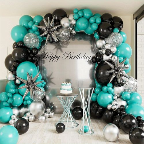 146Pcs Blue black Silver Balloon garland Arch Set Birthday Wedding Anniversary Graduation Celebration Spring Summer decoration