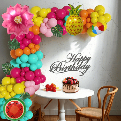 207pcs Tropical Aloha Balloon Arch Lei Set Hawaiian Style Party Decoration for Birthday Party Party Gathering Summer Gathering