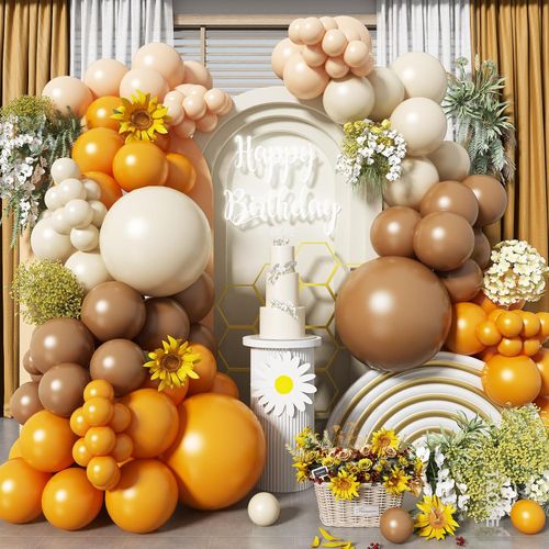 Balloon Arch Set with Matte Orange Vintage Avocado Green and Other Colours Suitable for Birthdays Large Parties