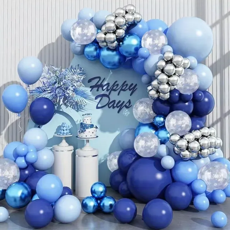 122PCS Blue Silver Balloon Garland Arch Kit,suitable for Birthdays,weddings,graduation Anniversary Parties and Other Decorations
