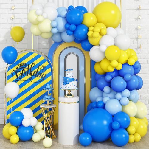 Multi-coloured Balloon Arch Set with Blue and Green Balloons Suitable for Many OccasionsBirthdayLarge PartyMother's Day