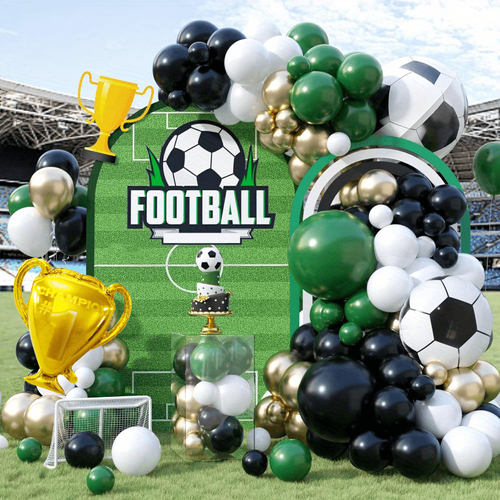 131pcs Football Balloon Garland Arch Set with 4D Football Foil Balloon for Birthday Sports, Football Fan Themed Party Decoration