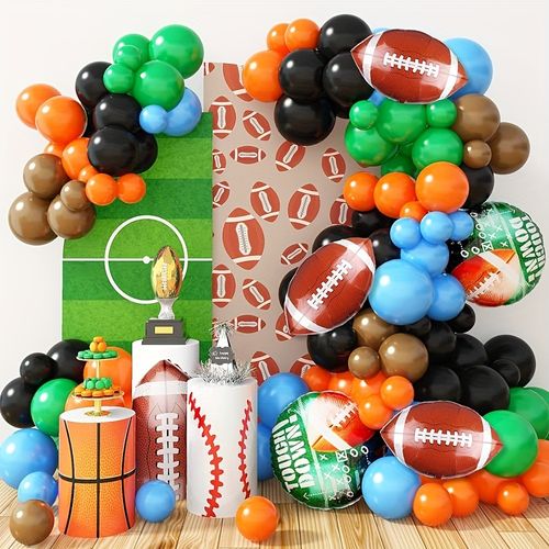 120PCS Rugby Balloon Wreath Arch Kit, Sports Themed Party, Birthday, Celebration Decor, Upholstery, Decorating Supplies