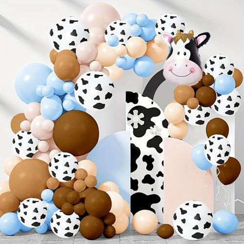134pcs Cow Balloon Set Cow Head Aluminum Film Balloon Farm Animal Themed Party Decorations or Birthday Party Decorations