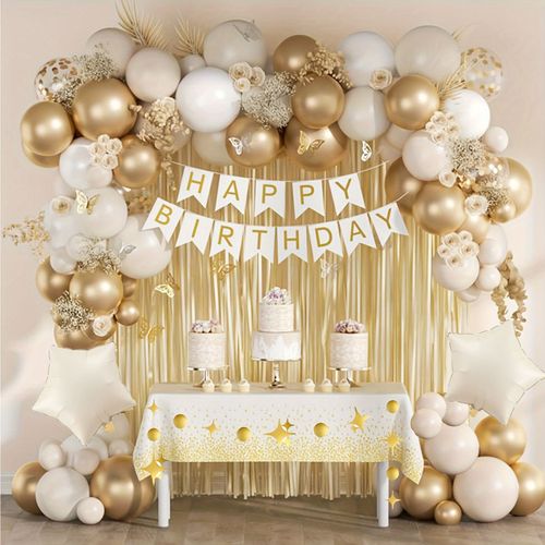 103pcs Happy Birthday Balloon Garland Arched Five-pointed Star Aluminum Film Balloon Kit for Birthdays, Ramadan, Anniversaries