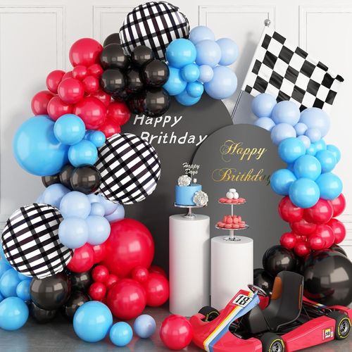 137pcs Racing Balloon Arch Garland Set, Suitable for Racing Theme Carnival, Birthday Party, Graduation, Event Party Decoration