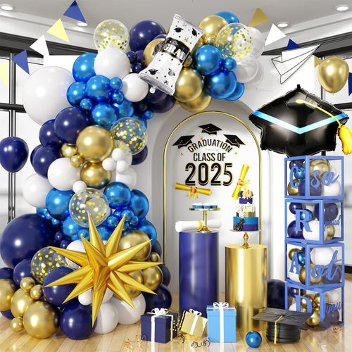 Balloon Arch Set for Graduation Ceremony with Exploding Star Graduation Doctorate Cap Diploma Aluminium Film Balloon