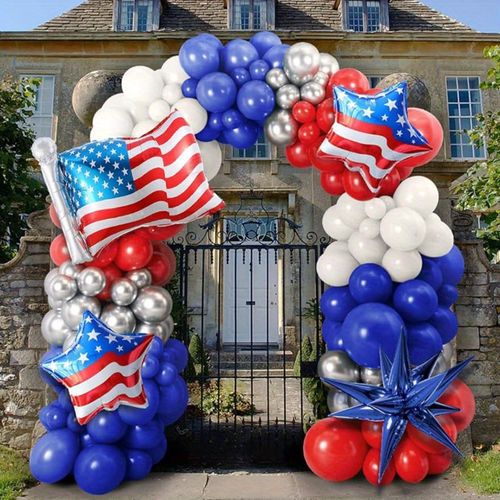137pcs Independence Day Balloon Set American Flag Aluminum Film Balloon July 4th American Day or Themed Party Decoration