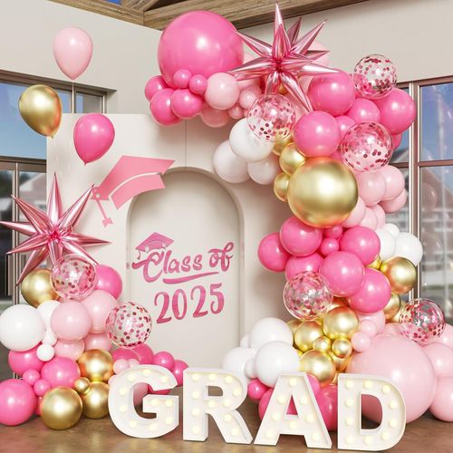 Graduation Balloon Arch Set Blue White and Gold Balloon Arch Decoration Tape for Class of 2025 Decoration