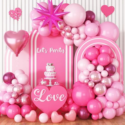 Pink Series Balloon Arch Set Contains Contains Different Pink Balloons Suitable for Theme Birthday Party Decoration Wedding