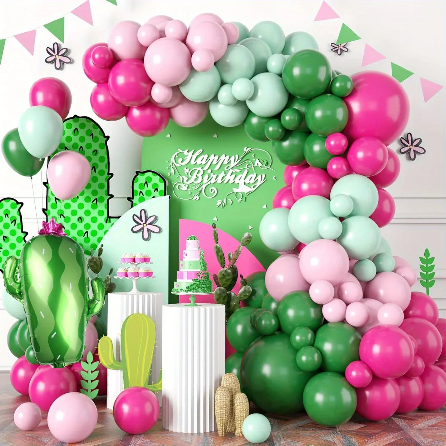 107pcs, Cactus Balloon Garland Arch Kit, Wedding, Birthday Party, Graduation, Festival, Indoor Outdoor, Home, Room Decoration