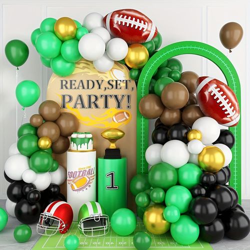 139PCS Rugby Themed Balloon Decoration Set, Suitable for Birthday Party, Football Match Decoration, Sports Day Decoration
