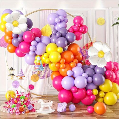 127PCS Hot Pink Birthday Balloon Wreath Arch Set, Suitable for Mother's Day Single Parties, Weddings and Celebration Decorations