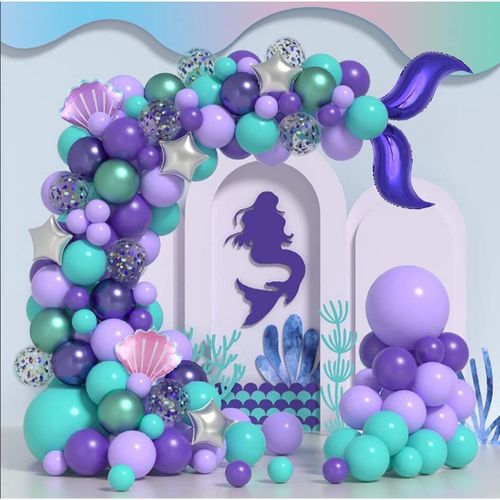 141PCS Mermaid Themed Balloon Garland Arch Set for Birthday Parties, Valentine's Day, Anniversary Celebrations, PROM Decorations
