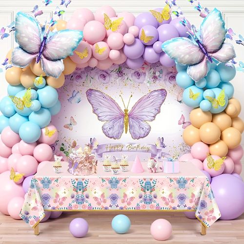 149PCS Butterfly Balloon Garland Arch Kit, Wedding, Birthday Party, Anniversary, Graduation, Festival, Room Decoration