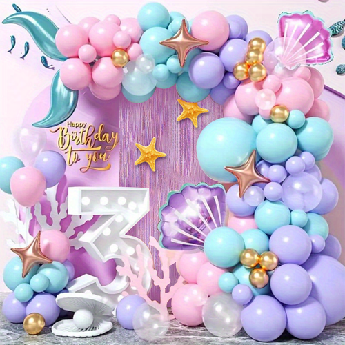 135pcs Balloon Garland Set,mermaid Themed Decoration with Fishtail and Shell Decoration,perfect for Birthdays,dances and Parties