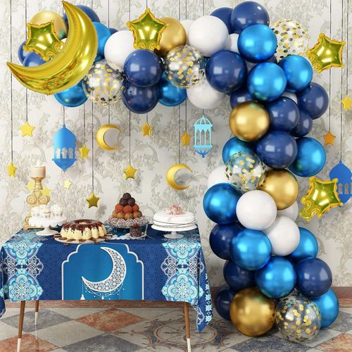 65pcs blue balloon garland arch set,suitable for birthday parties,anniversary celebrations,Ramadan and other festive decorations