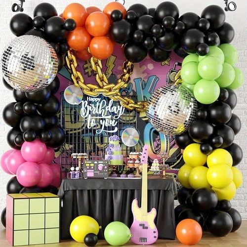 140 PCS Black Orange Balloon Arch Kit with Disco Aluminum Film Balloon for Birthday Parties, Weddings, Graduation Ceremony, Etc