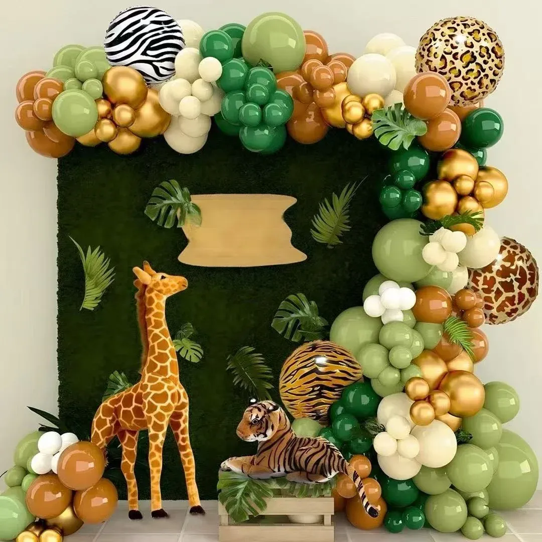 152pcsJungle Animal Latex Balloon Arch kit suitable for birthday party decorating shower Gender Reveal Children's Day decorating