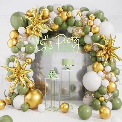 Silver Green Purple Balloon Arch Set Suitable for Large Gatherings Birthdays Parties Weddings Etc