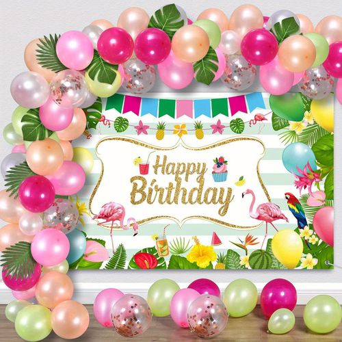 113 Pcs Hawaiian Themed Balloon Set, Suitable for Birthdays Swimming Pools and Beach Events Anniversaries Graduation Summer