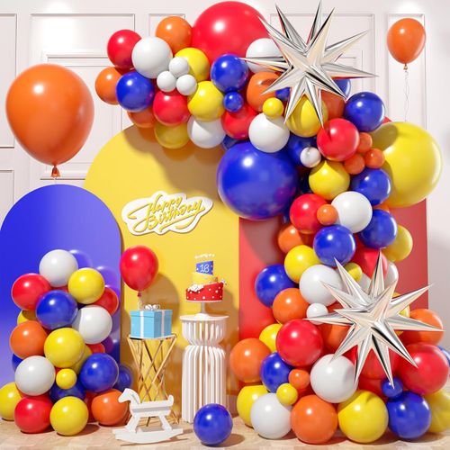 Green Blue Yellow Orange Balloon Arch Rainbow Balloon Lei for Birthday Hawaiian Style Party Carnival Decoration