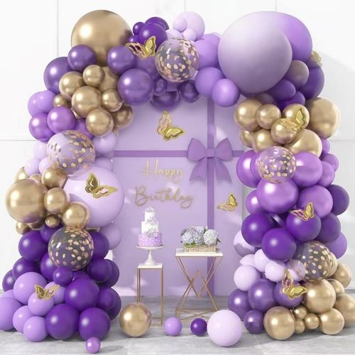 Butterfly Dark Purple Gold Lavender Metallic Light Pastel lilac Confetti Balloons for Birthday Baby Shower Wedding Decorations