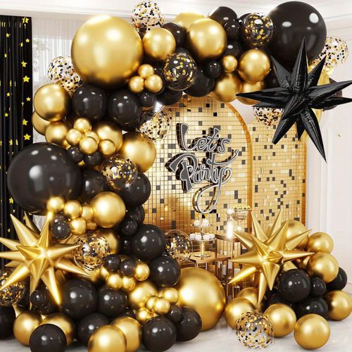 140pcs Golden Balloon Wreath Arch Set Graduation Birthday Party Anniversary Business Celebration Spring/Summer Decoration