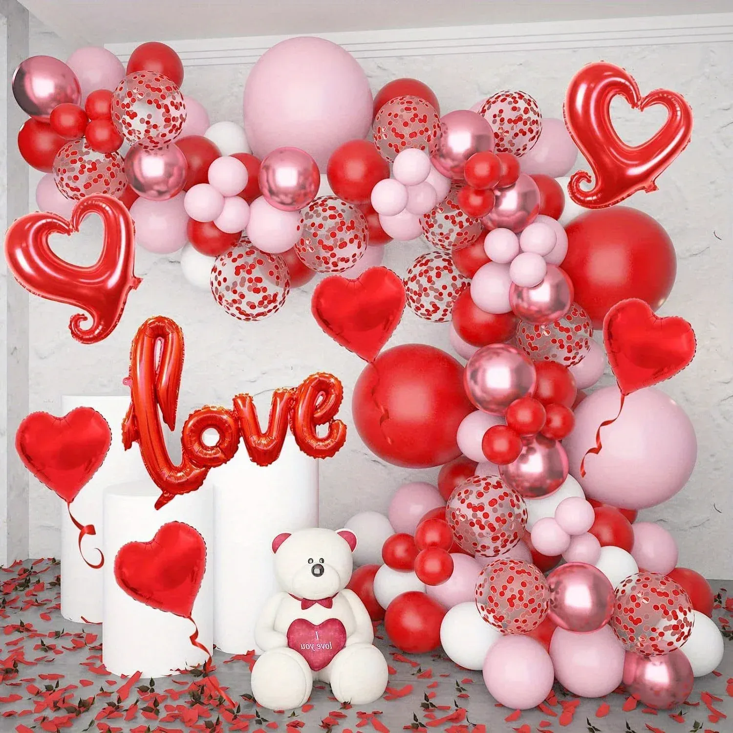 109pcs LOVE Balloon Wreath Arch Set, Suitable for Valentine's Day, Birthday, Wedding, Anniversary, Engagement Decoration