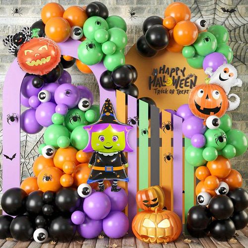 150PCS Halloween Balloon Garland Set of Pumpkin Foil Balloons for Scary Party Decorations, Birthdays, Anniversaries and More