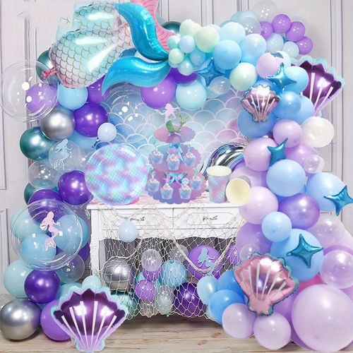 87PCS Mermaid Themed Scene Decoration, Summer Party Decoration, Wedding Decoration, Birthday and Sweet Celebration