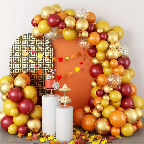 100 PCS Yellow Orange Thanksgiving Day Balloon Arch Kit for Autumn Theme Party, Birthday Party, Event Celebration, Etc