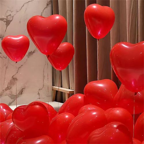 100Pcs Heart Shaped Balloons Red Pink Black Latex Balloon for DIY Valentine's Day Engagement Wedding Party Anniversary Decoration