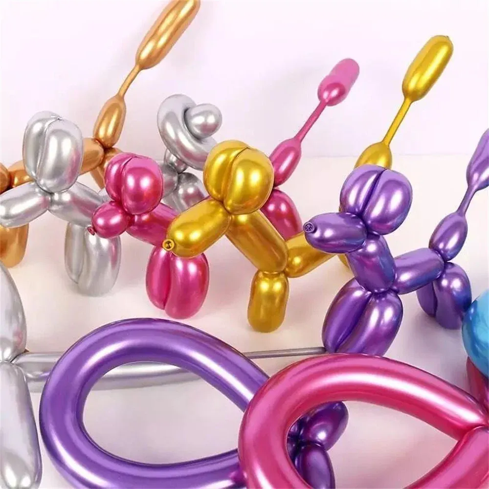 New Glossy Metal Pearl Long Latex Balloons Thick Chrome Metallic Inflatable Air Balls Globos Birthday Party Decor