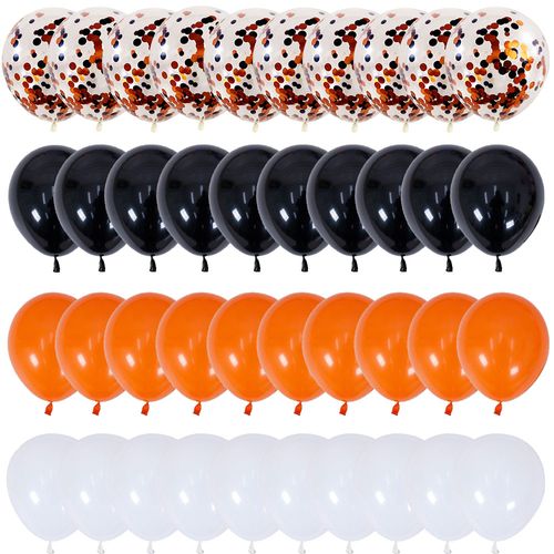 100pcs 12 Inch Halloween Balloons Black Orange Confetti Latex Party Decoration for Celebration Bar Anniversary