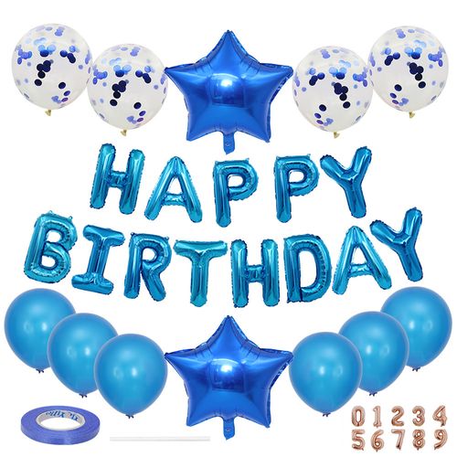 Happy Birthday Balloons Set, Foil Letter Garland & Bunting Banners, Kids Birthday Party & Baby Shower Decoration